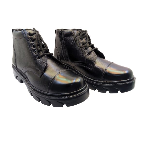 Art.no-PM-05 Genuine Leather Alert Airmix Sole Side Zip Black Ankle Boots for ARMY/AIR FORCE/CRPF/NCC - Image 3