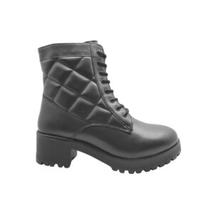 MS 05 Ankle Side Zip & Lace Up High Top Block Heeled Boots
