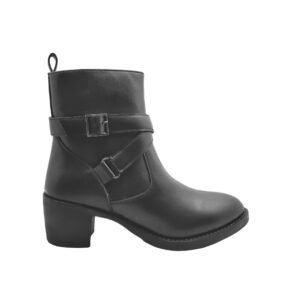 MS 212 Strap Ankle Side Zip High Top Block Heeled Boots