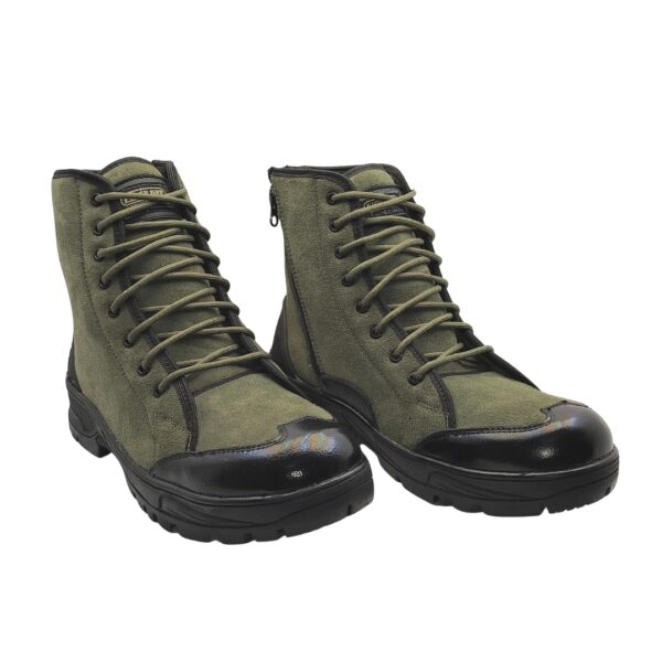 tooshani products (3) TI-1.0 Olive Genuine SUEDE Leather T.P.R Sole Side Zip Anti Skid Jungle Boots For ARMY/BSF/CRPF