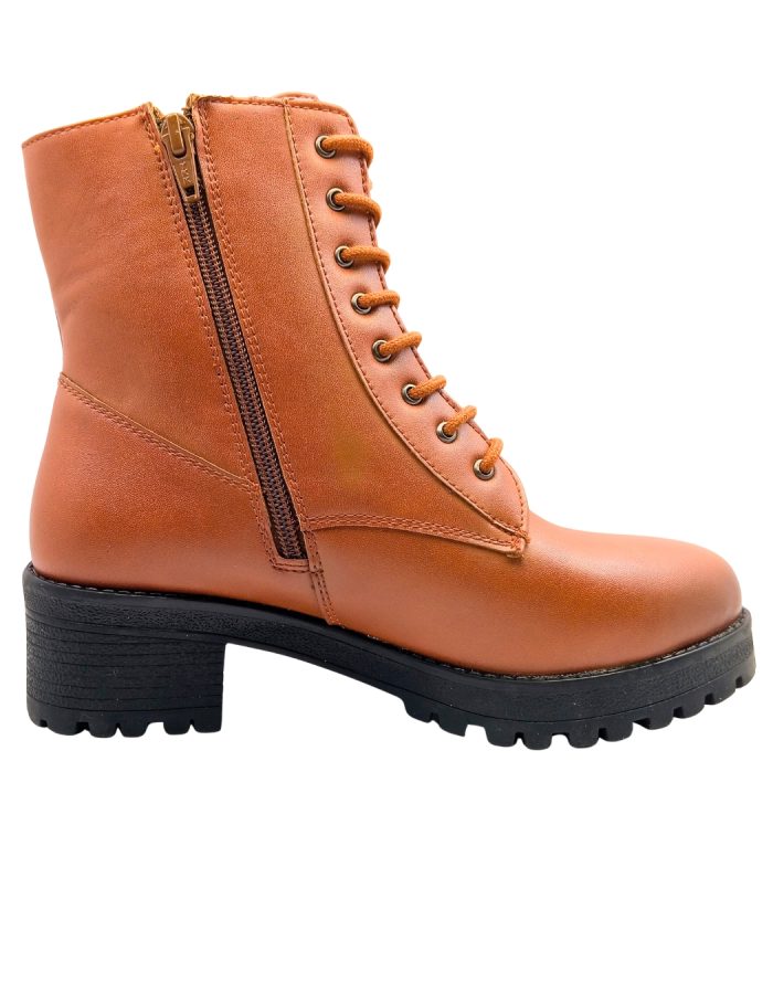 Art.no-MS-05 Ankle Side Zip & Lace Up High Top Block Heeled Boots