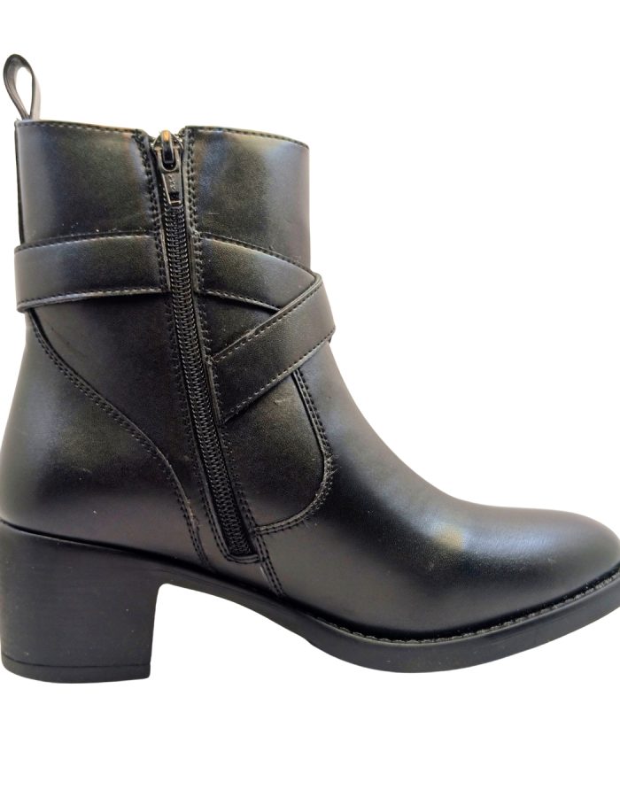 Art.no-MS-212 Strap Ankle Side Zip High Top Block Heeled Boots
